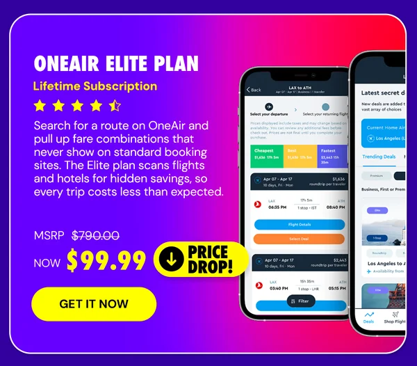 OneAir Elite Plan: Lifetime Subscription (Save Big on Flights, Hotels & More)