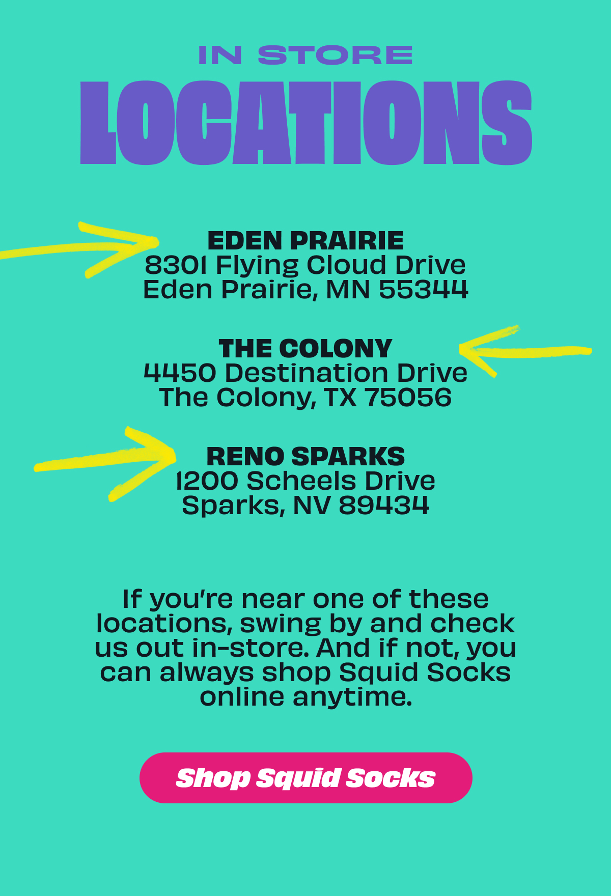 In store locations or shop online