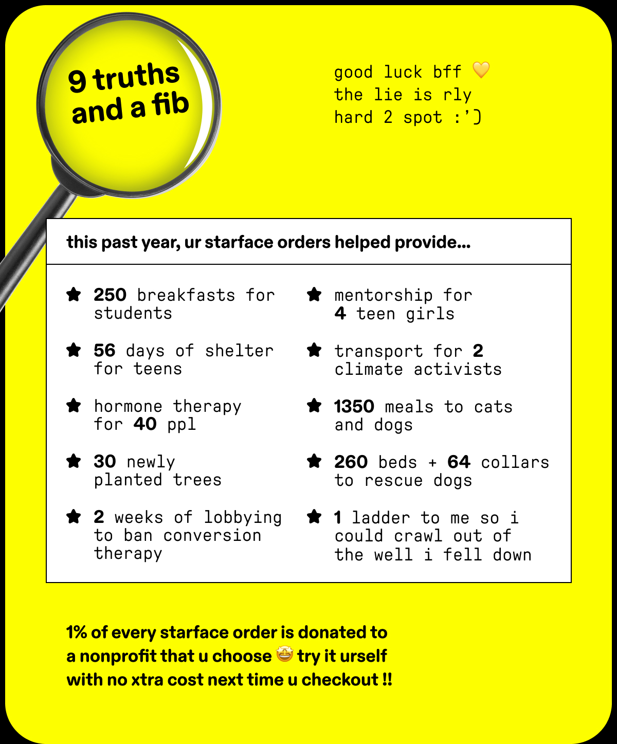 9 truths and a fib