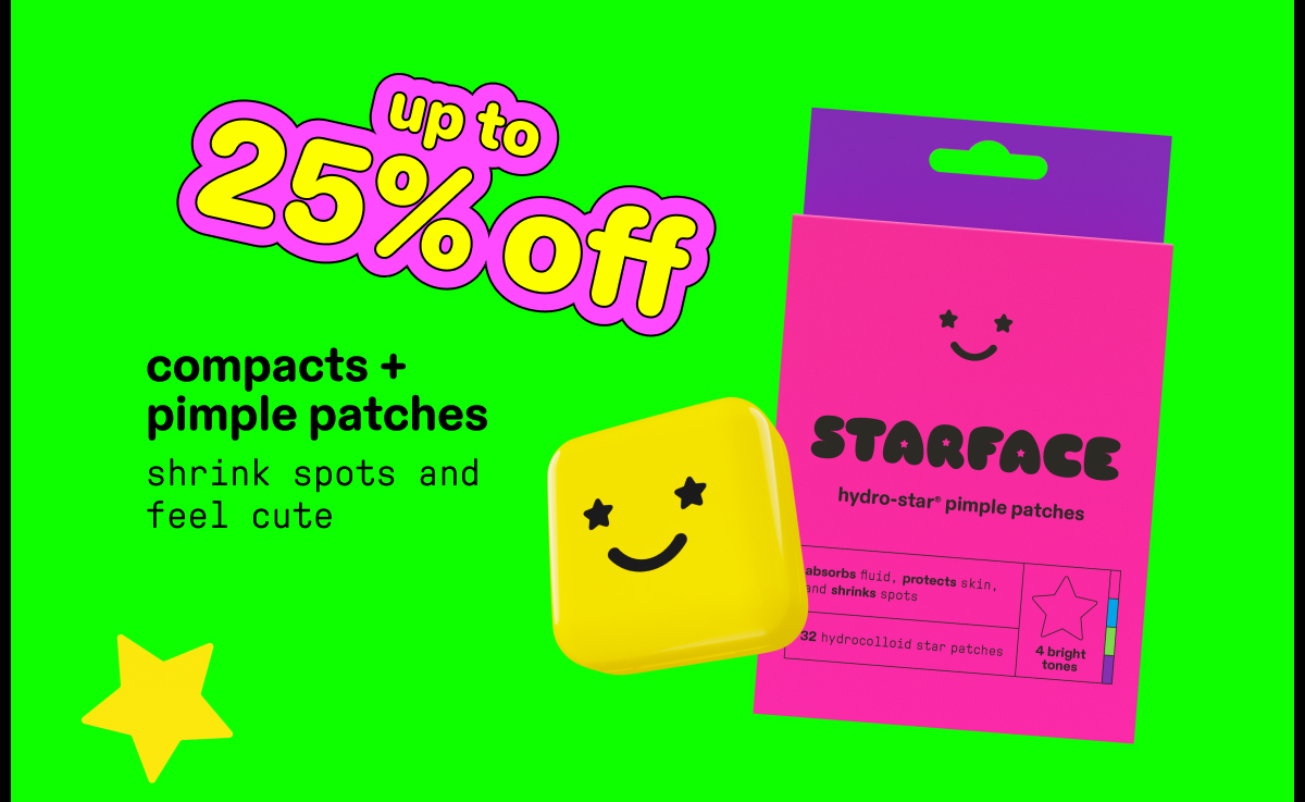 up to 25% off compacts + pimple patches