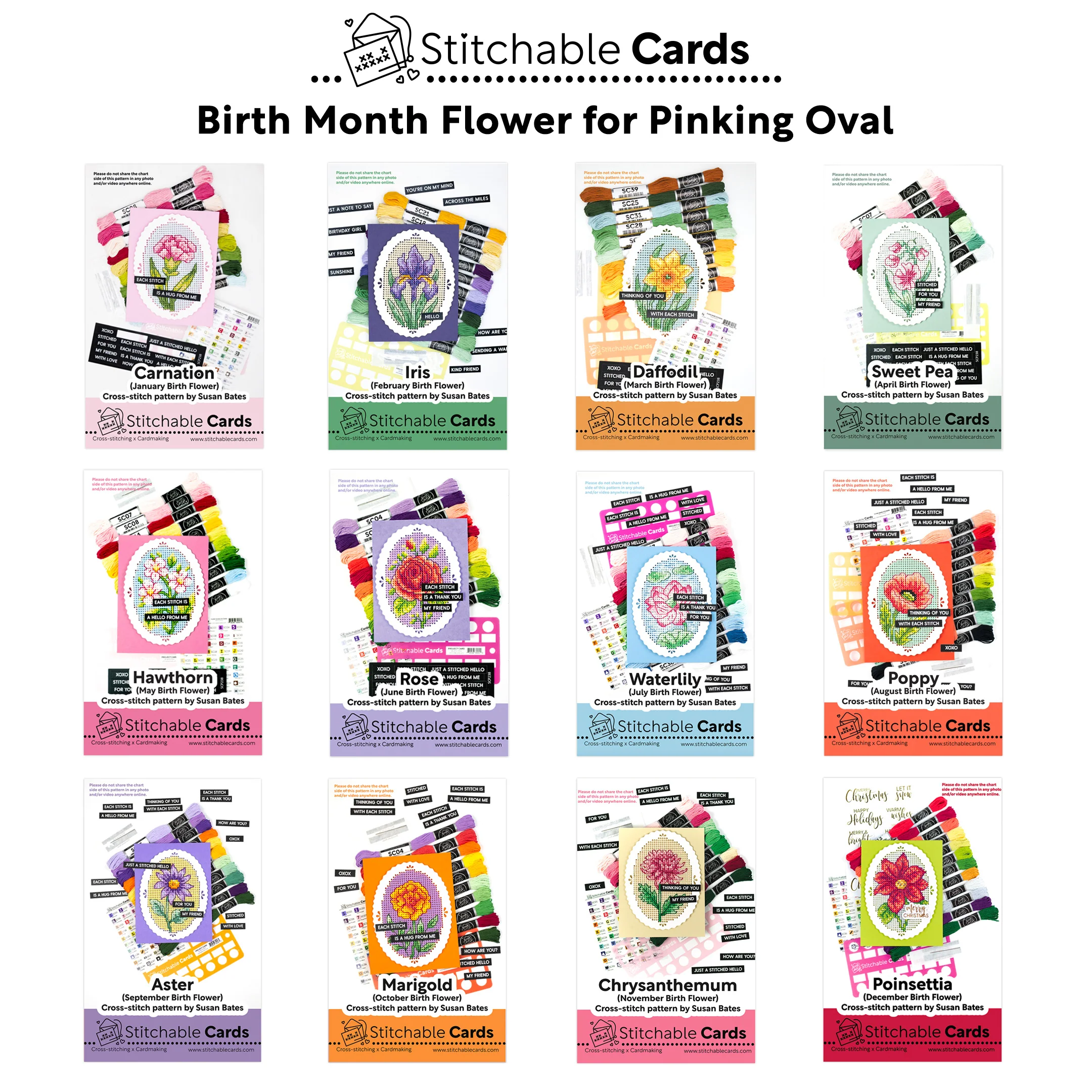 Birth Month Flower Pattern Bundle (Oval)
