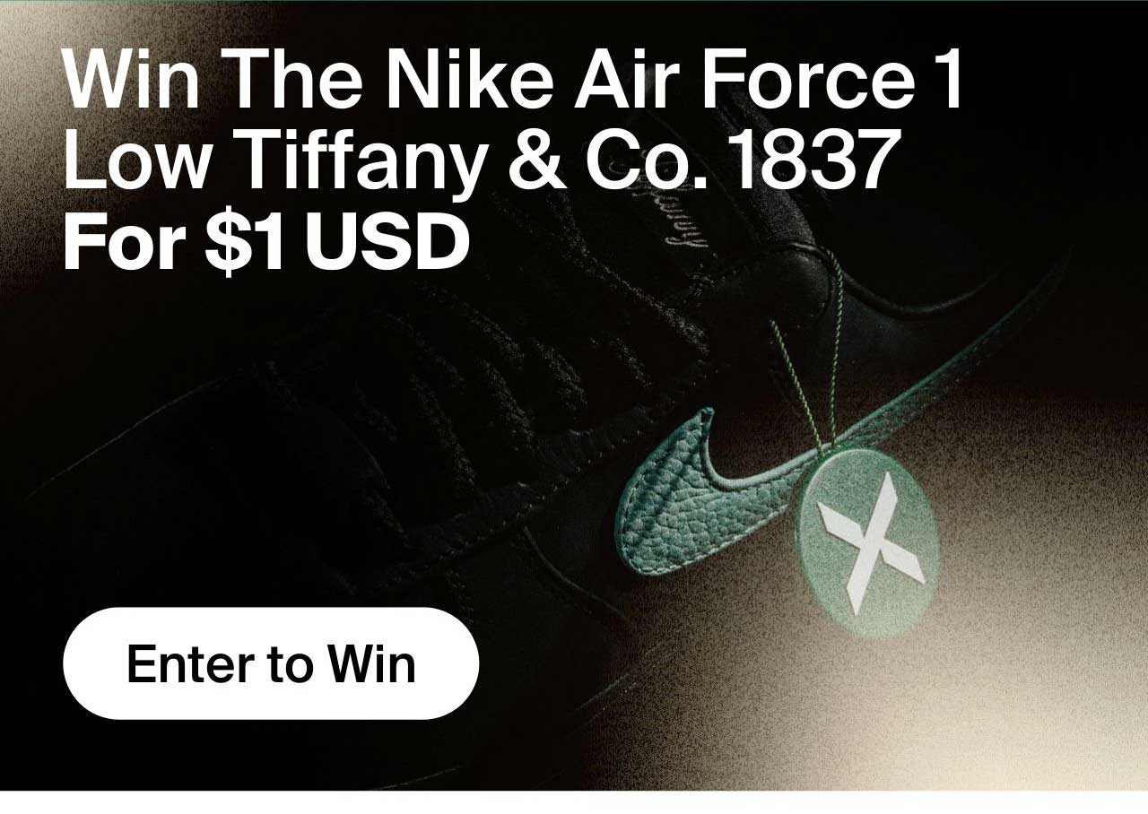 Win The Nike Air Force 1 Low Tiffany & Co. 1837 For $1USD. Enter to Win.