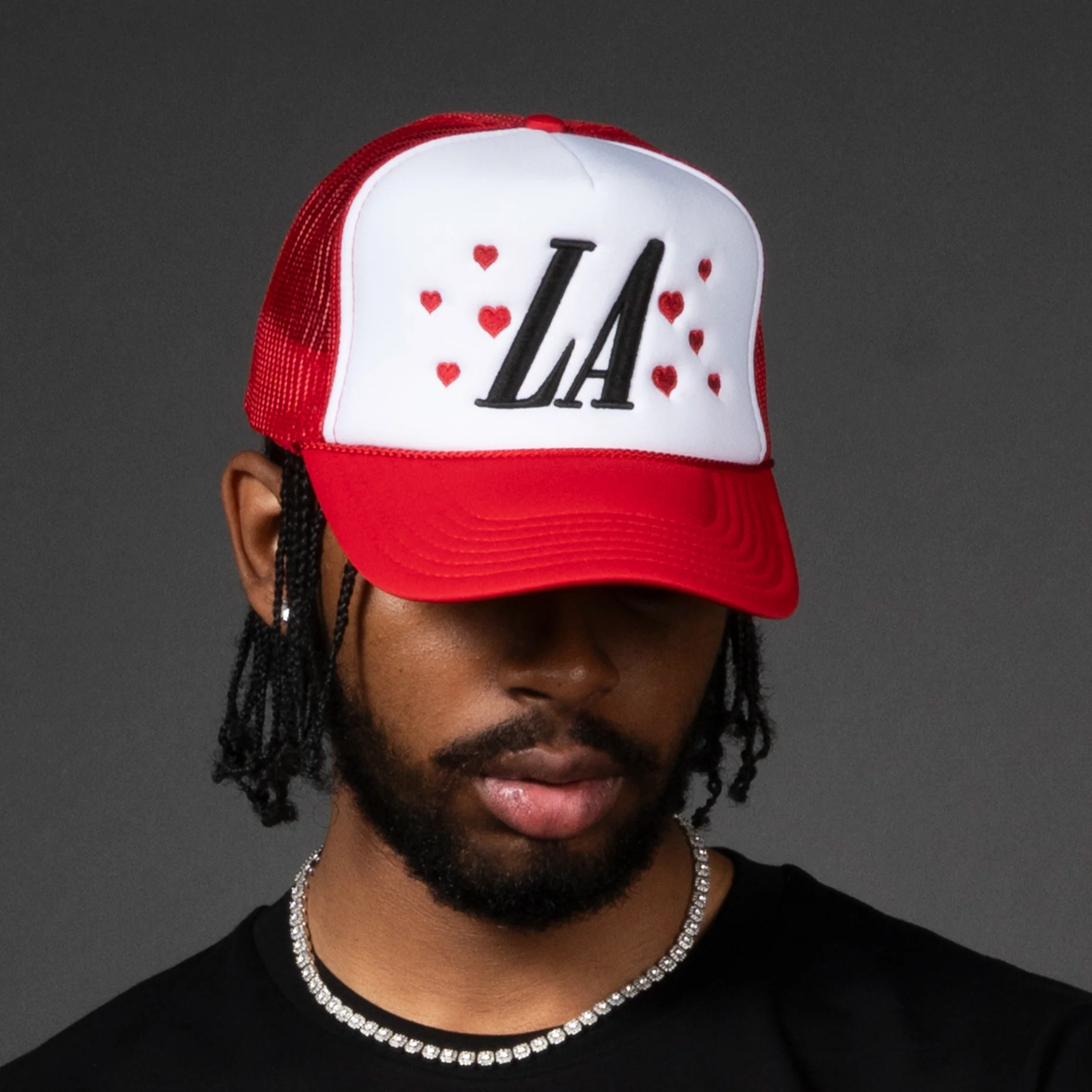 Image of LA Hearts Trucker Hat - Red / White