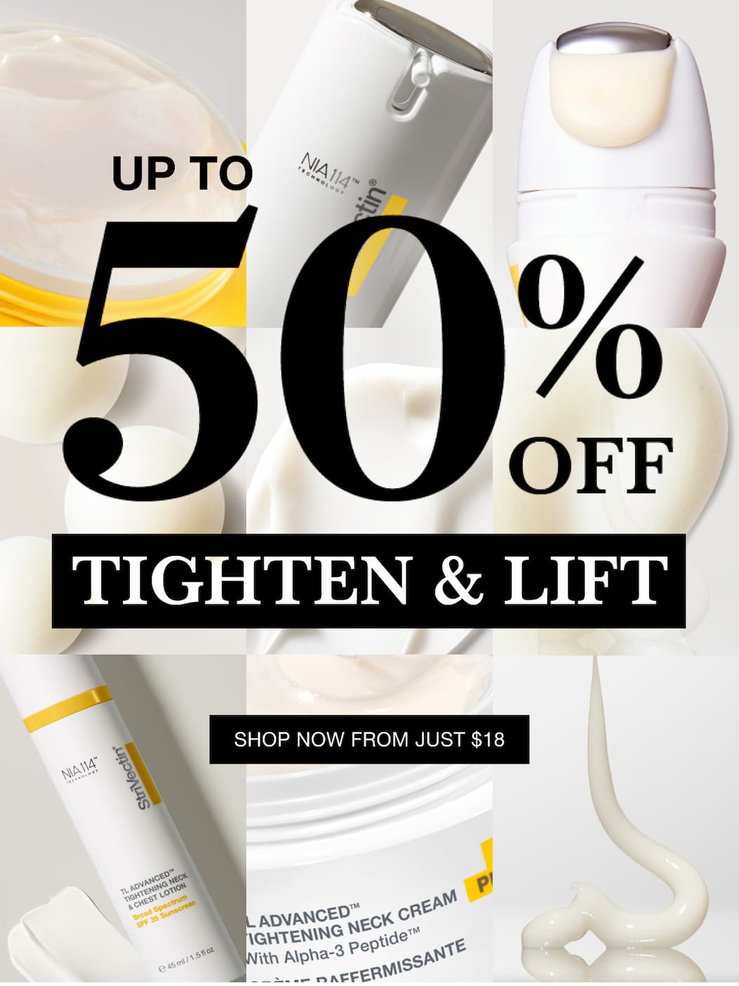 Up to 50% off tighten & lift