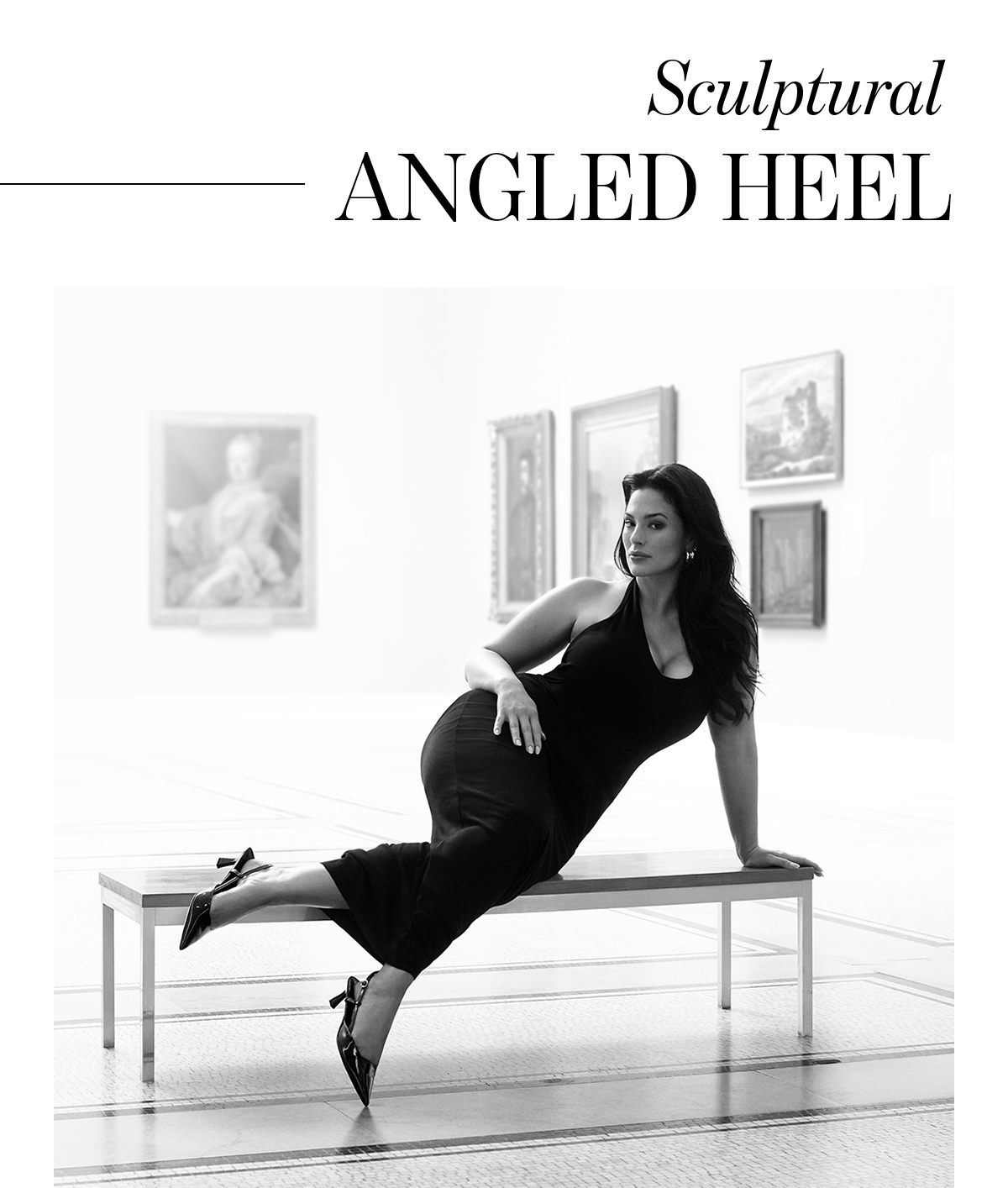 Sculptural ANGELED HEEL  Ashley Graham wears the VINNIE 50 SLINGBACK.  SHOP HER LOOK