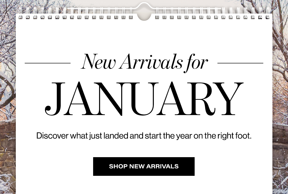   - New Arrivals for -  JANUARY  Discover what just landed and start the year on the right foot.  SHOP NEW ARRIVALS