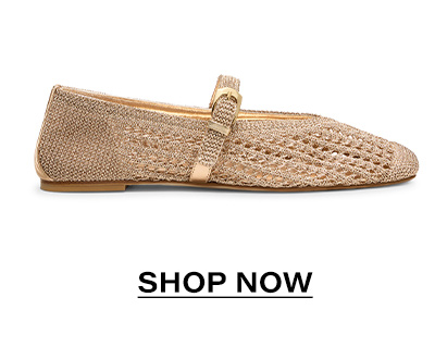Leora Mary Jane Flat In Light Gold | Shop Now