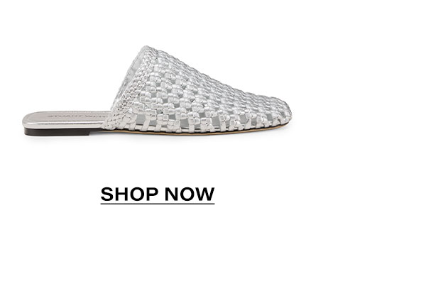 Marina Woven Mule In Silver | Shop Now