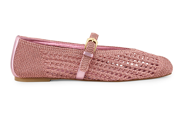 Leora Woven Mary Jane Flat in Pink Sand