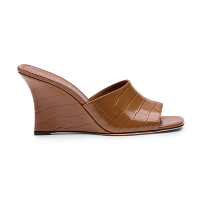 Vinnie Wedge Mule Slide 85 in Doe Brown Croc