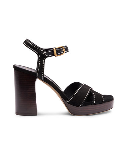 Dayna Saddle Platform Sandal in Black & Maroon Sude