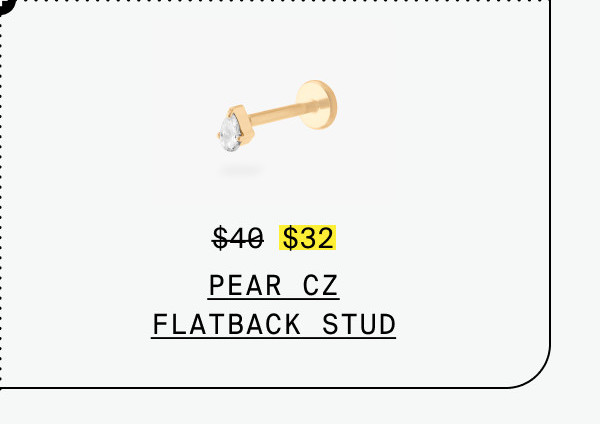 PEAR CZ FLATBACK STUD