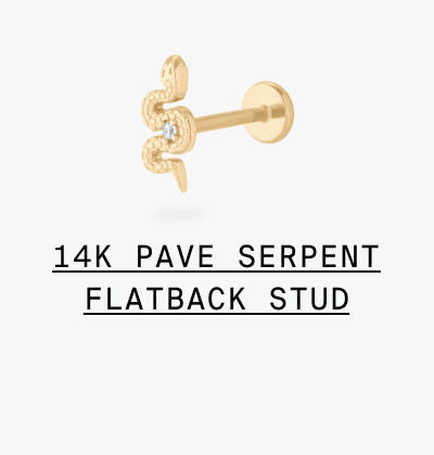 14K PAVE SERPENT FLATBACK STUD