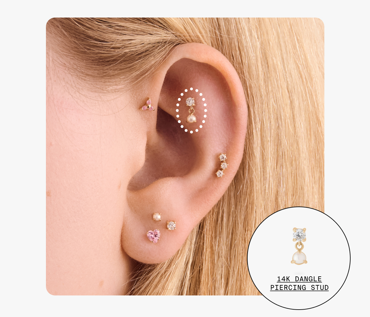 14K DANGLE PIERCING STUD