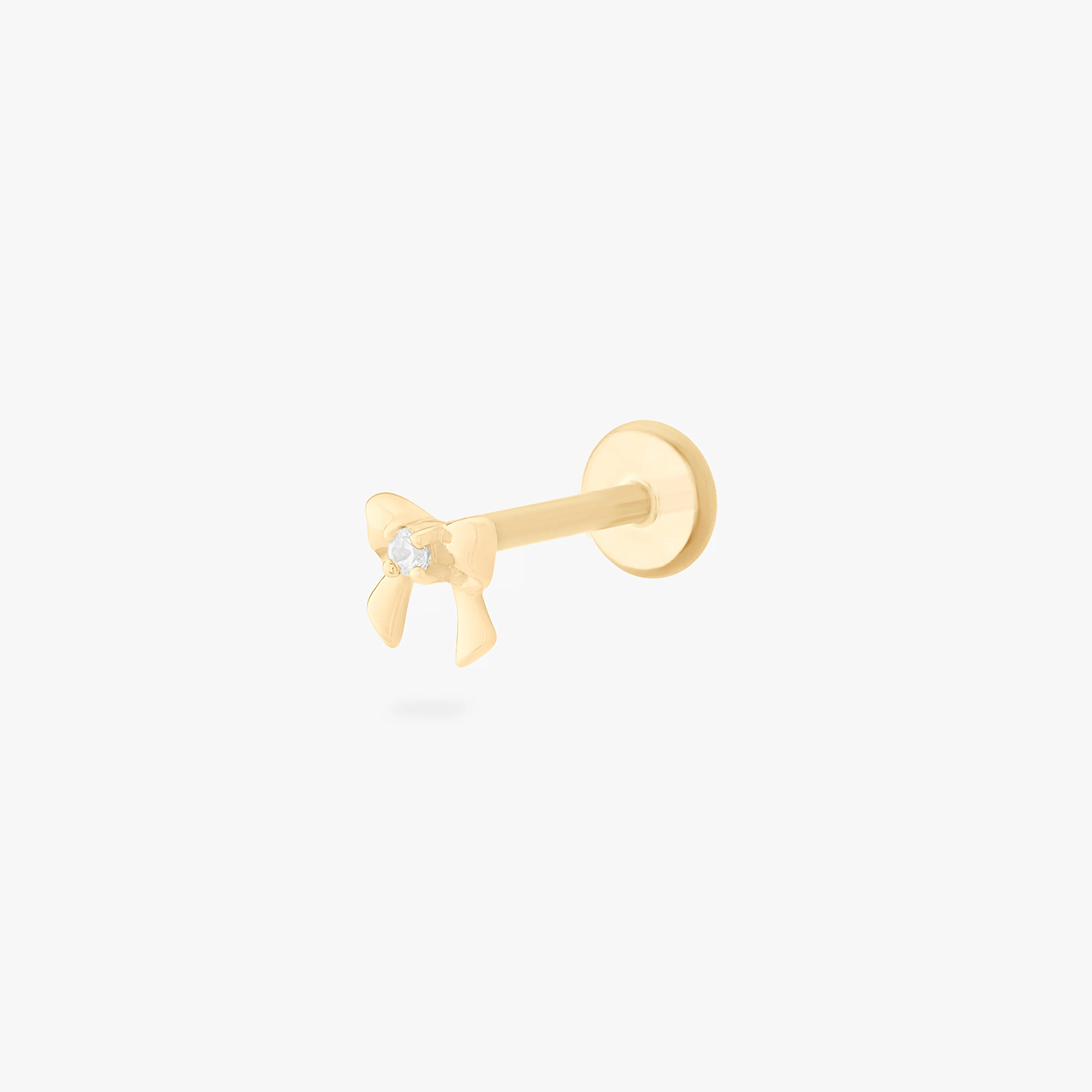 Image of 14K CZ Bow Flatback Stud