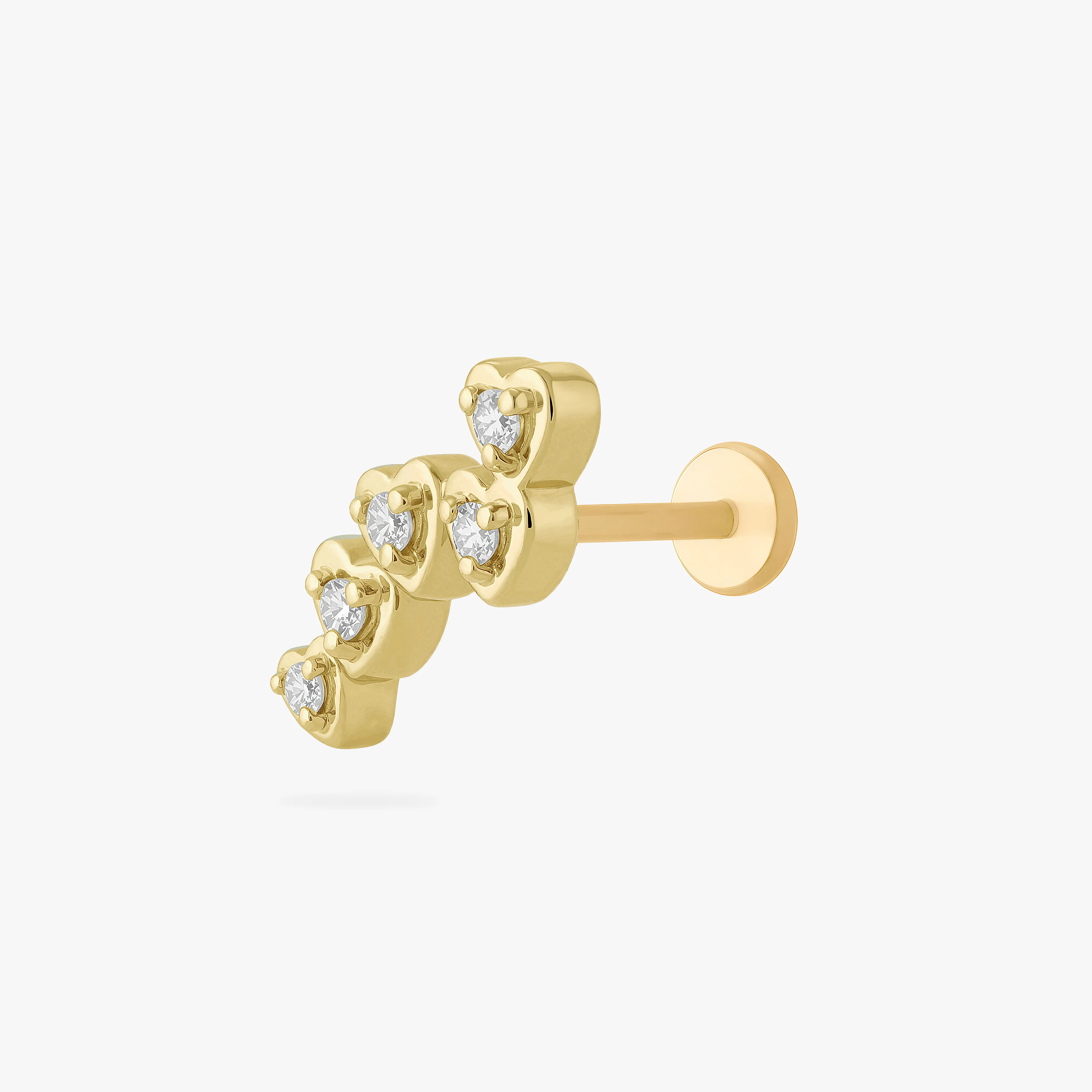 Image of CZ Heart Cluster Flatback Stud