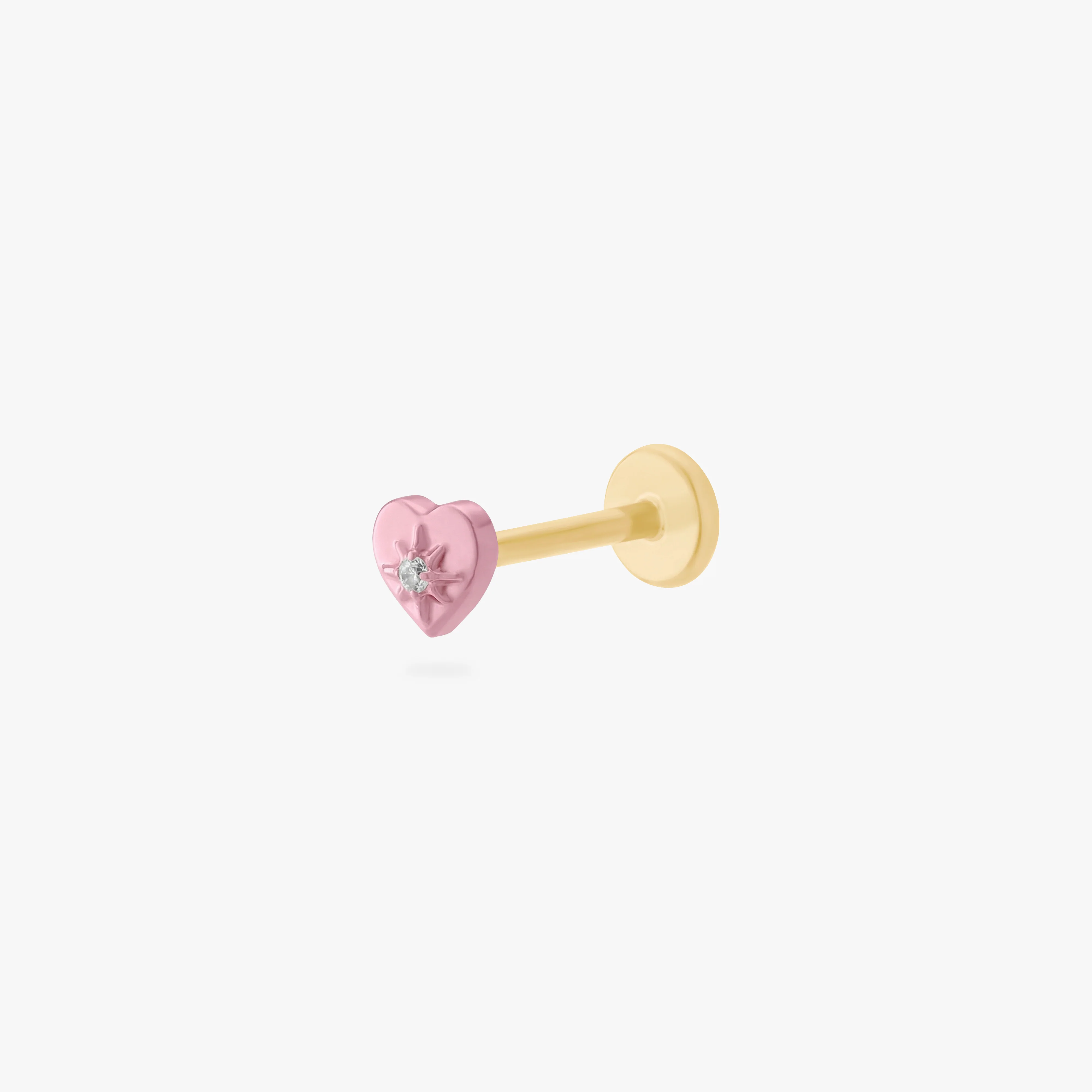 Image of Pink Twinkle Heart Flatback Stud