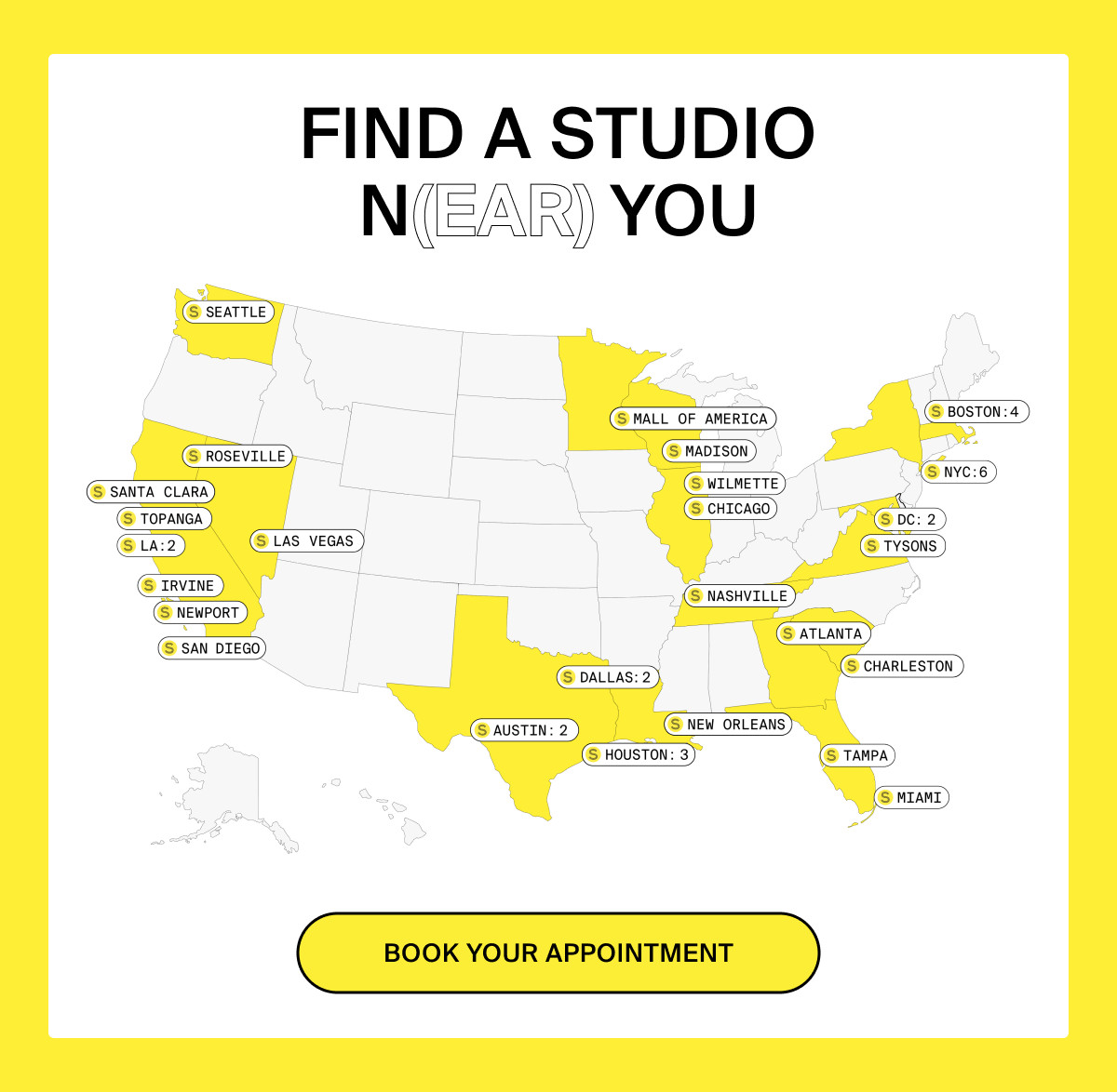 FIND A STUDIO N(EAR) YOU - BOOK YOUR APPOINTMENT