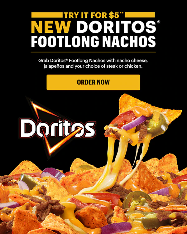 Try it for $5**: New Doritos® Footlong Nachos