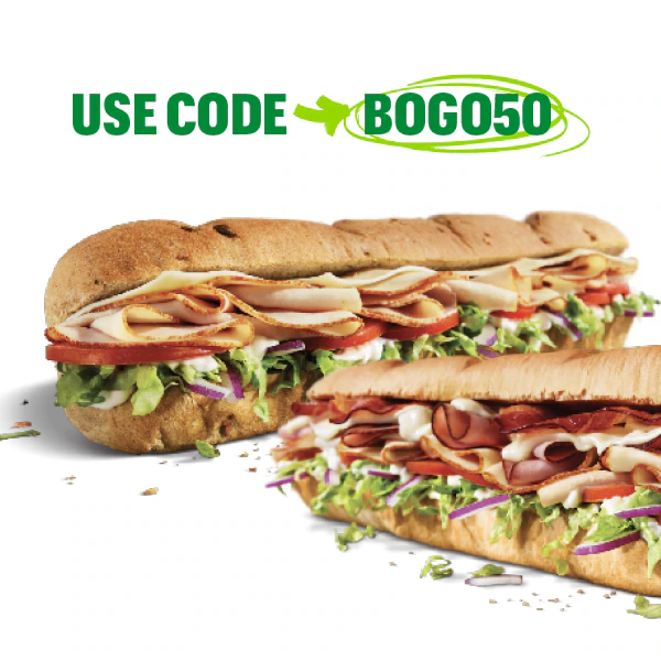 BUY ONE FOOTLONG & GET ONE 50% OFF**