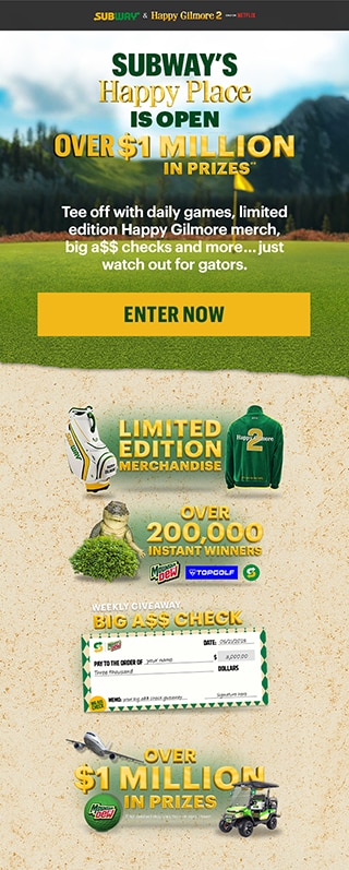 Subway's Happy Place is open: Over $1 Million in prizes.