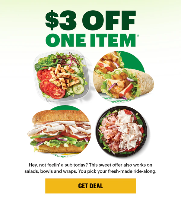 $3 Off one item.*