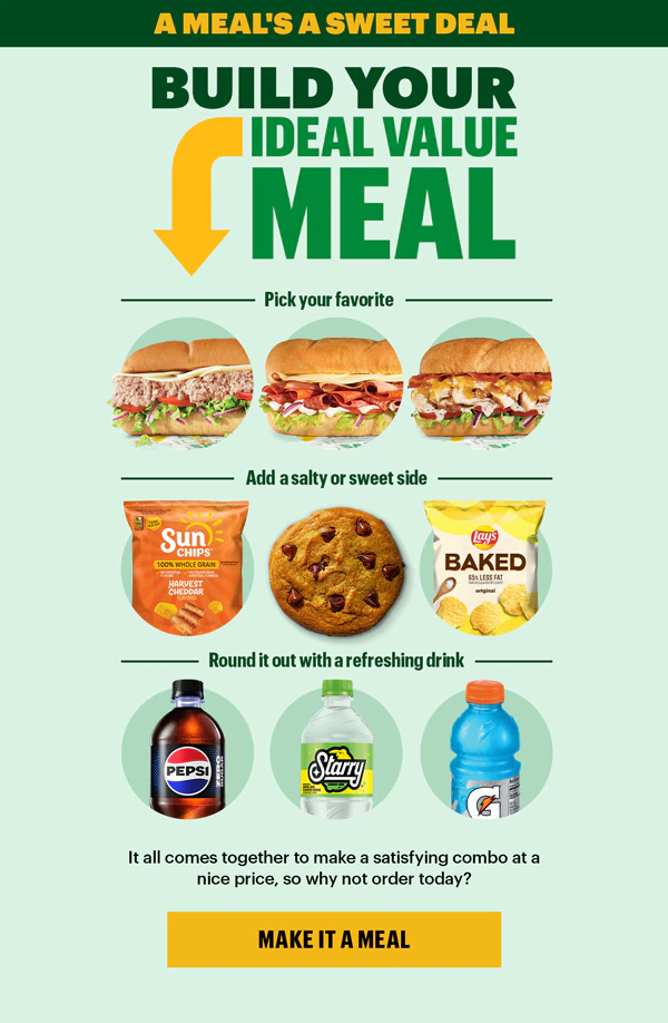 A meal's a sweet deal: build your ideal value meal.