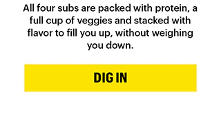 The new protein-packed sub, including Seasoned Steak & Avocado, Turkey & Ranch Delite, Ham & Turkey Stacker, and Grilled Chicken & Avocado. Text emphasizes a Fresh Fit menu with added protein and veggies. Below, a suggestion to make it a meal with Sun Chips and Pepsi. The tone is vibrant and inviting.