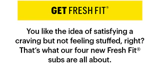 "Power up with the new Fresh Fit® Menu." with a yellow arrow pointing from "POWER UP WITH THE NEW" to "MENU"