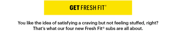 "Power up with the new Fresh Fit® Menu." with a yellow arrow pointing from "POWER UP WITH THE NEW" to "MENU"