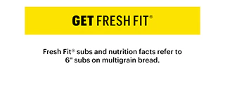 Image of the "Fresh Fit Menu" featuring four protein-packed subs: Grilled Chicken & Avocado, Ham & Turkey Stacker, Seasoned Steak & Avocado, and Turkey & Ranch Delite.