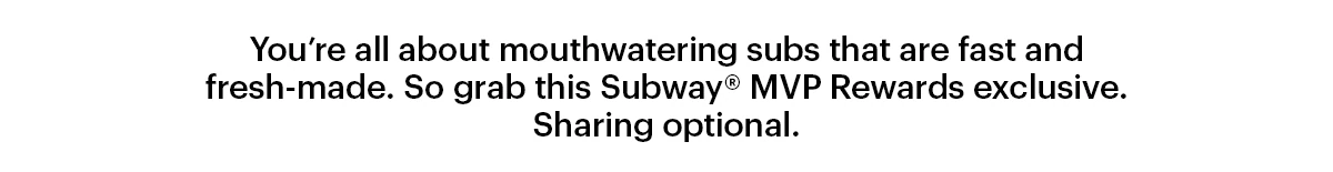Promo for Subway® footlong subs: 'Buy one, get one for $1.' Features two subs with deli meats, veggies. Text instructs to use code BOGO1.