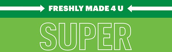 Ad with a green background featuring a Footlong sub filled with meats and vegetables. Bold text reads 'Super Delicious, Super Easy to Get,' conveying appetizing and convenient aspects. A call-to-action button at the bottom says 'Order Now.' The tone is enticing and vibrant, emphasizing freshness and ease.