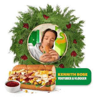 Promotional image for the new Festive subs. Text emphasizes the new subs, Festive Turkey, Turkhamken, and Chicken. The tone is friendly and inviting encouraging the guest to try the new Festive collection, with the theme geared toward the holidays.