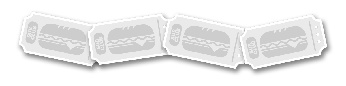 Promotional image for the new Subway rewards, Sub Club. The program offers stamps for purchases, one stamp equals one Footlong and a 6-inch equals half a stamp. The email promotes purchasing footlongs for the holiday season, to bring to your soirees and host in style. The image hosts a festive feel while highlighting different Subway subs and the Sub Club stamps.