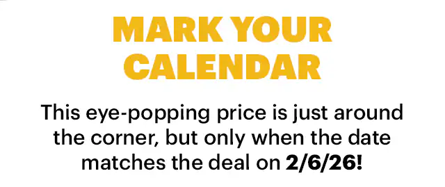 Promotional Subway graphic for a one‑day offer on February 6, 2026. The top section reads ‘One Day Only 2.6.26’ above large text saying ‘Two 6-inch subs only $6.’ Behind the text is a February 2026 calendar with the date 2/6 circled, positioned between images of two Subway sandwiches. Below, a yellow header reads ‘Mark Your Calendar’ with supporting text explaining that the special price is available only when the date matches the deal on 2/6/26, followed by a yellow button labeled ‘Scope Your 6.” A second section with a bell icon reads ‘Get a Reminder on 2/6/26,’ encouraging users to keep Subway notifications turned on. At the bottom, green text says ‘Save This Promo Code’ next to a highlighted code: 2626PROMO.