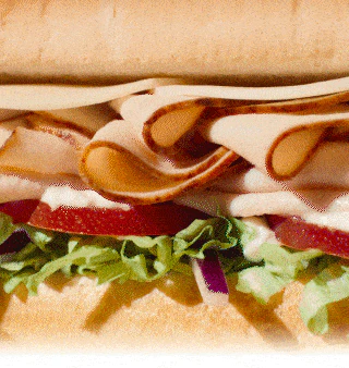 A promotional graphic for Subway’s Sub of the Day. The top section shows the price $4.99 for the Oven‑Roasted Turkey sub with a yellow button labeled ‘Seize the Deal.’ Below it reads ‘Oh My Gobble, It’s Turkey Thursday’ with a short description of the 6‑inch oven‑roasted turkey sub. Further down, a weekly Sub of the Day calendar lists: Meatball Monday, Tuna Tuesday, Sweet Onion Teriyaki Wednesday, Turkey Thursday (highlighted in green), Black Forest Ham Friday, Savory B.M.T. Saturday, and Spicy Italian Sunday. An image of multiple subs appears aligned with each day. A second ‘Seize the Deal’ button appears at the bottom.