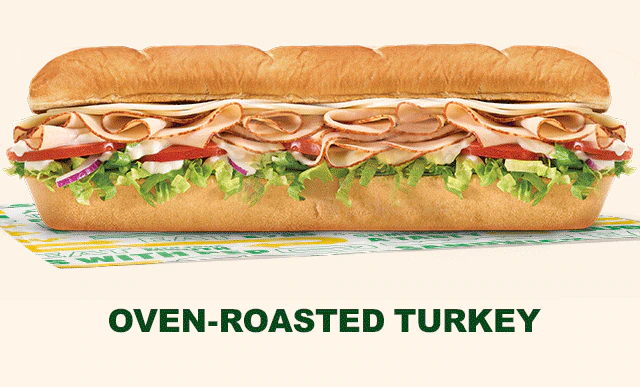Promotional email highlighting two offers for the long weekend ahead, with the headline “3‑Day Weekends Call for Easy Eats” above several Subway® subs arranged on a picnic table with a green outdoor background and hanging banners. Additional sections show sandwich deals: $6.99 Footlong and Buy one Footlong get one 50% off after 4pm on weekdays and all day on weekends, a callout to order in the app or online, and a featured Oven‑roasted Turkey sub, Tuna, and Steak Philly with a “Order my favorite” button.