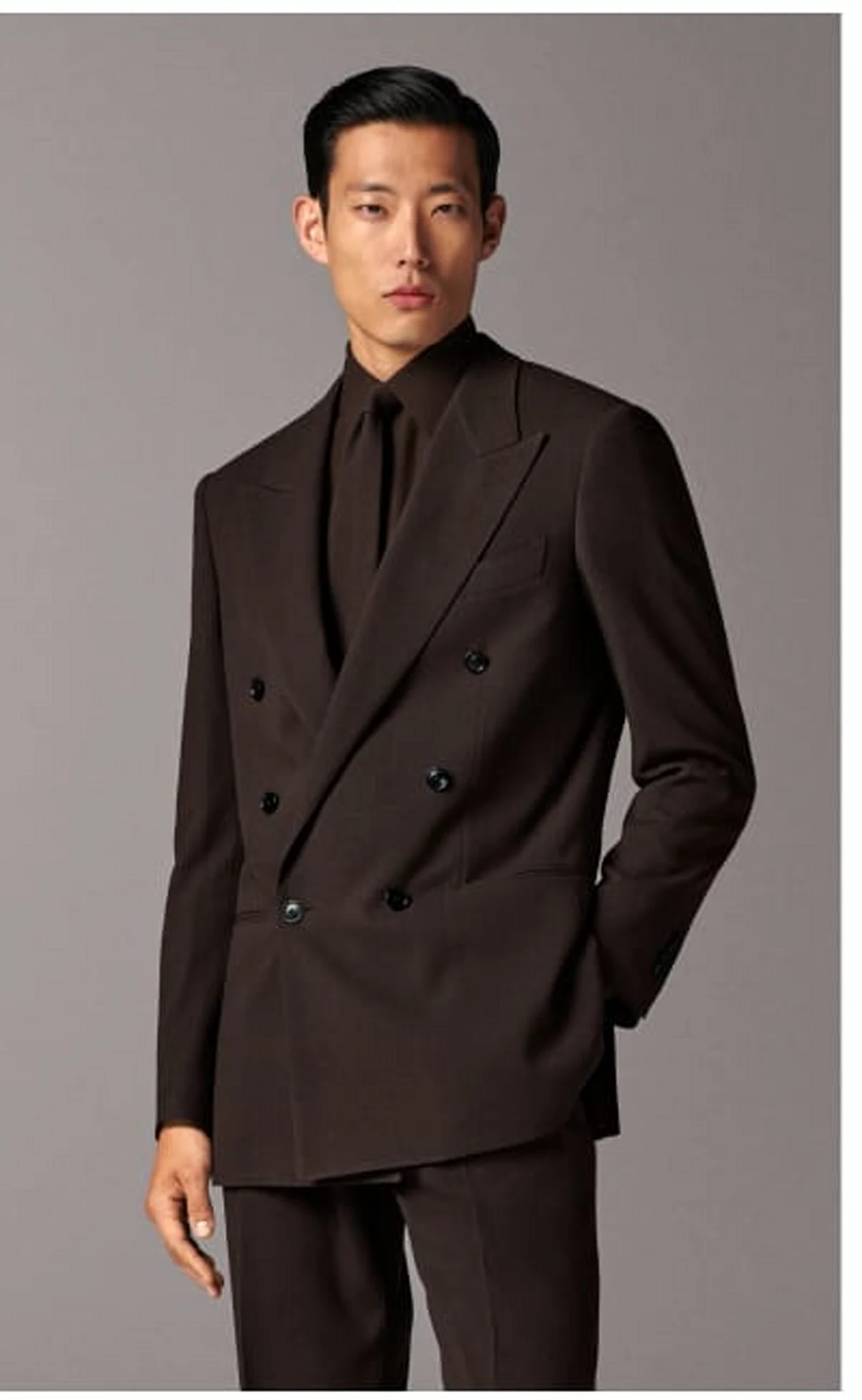 brown suit