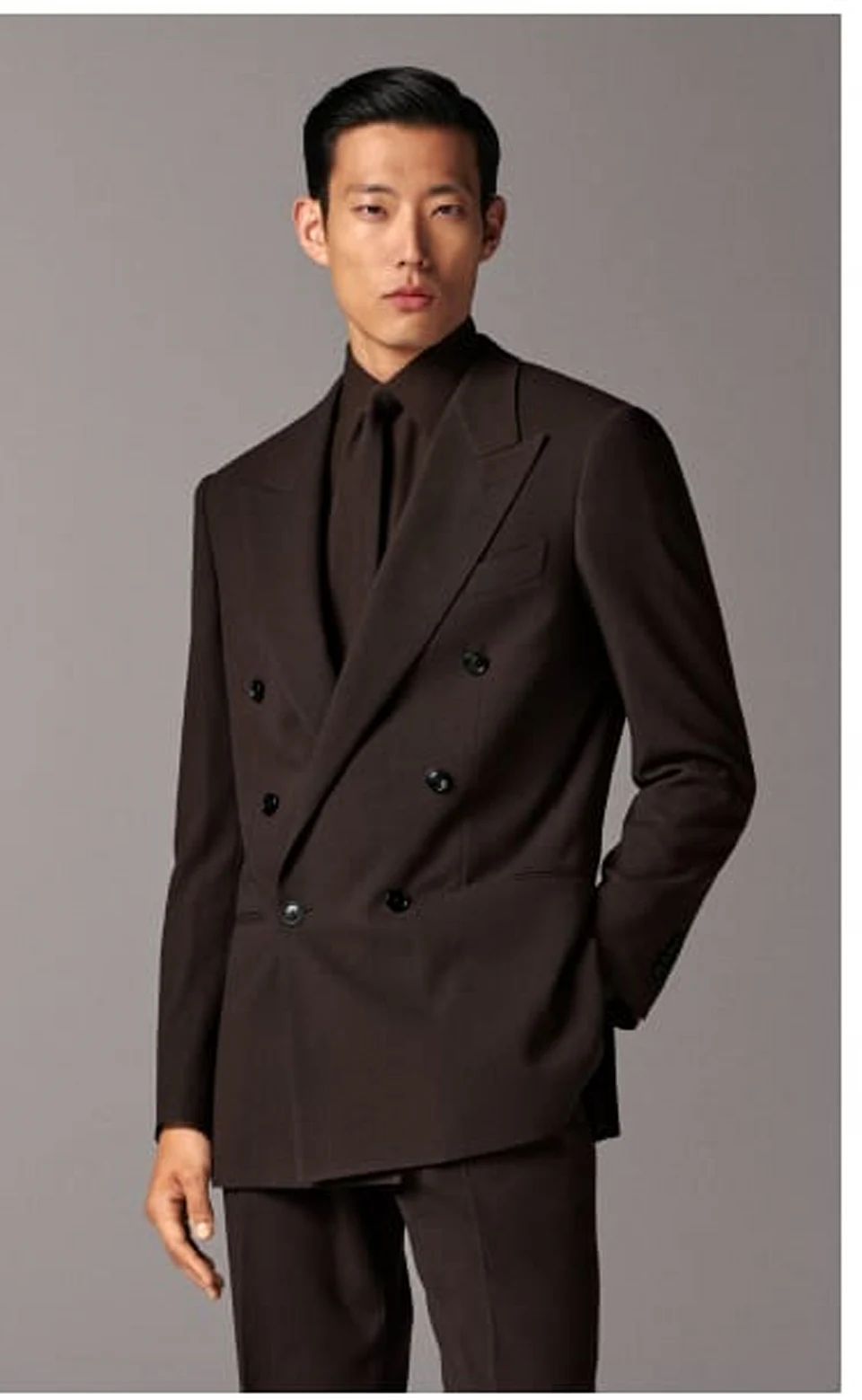 brown suit