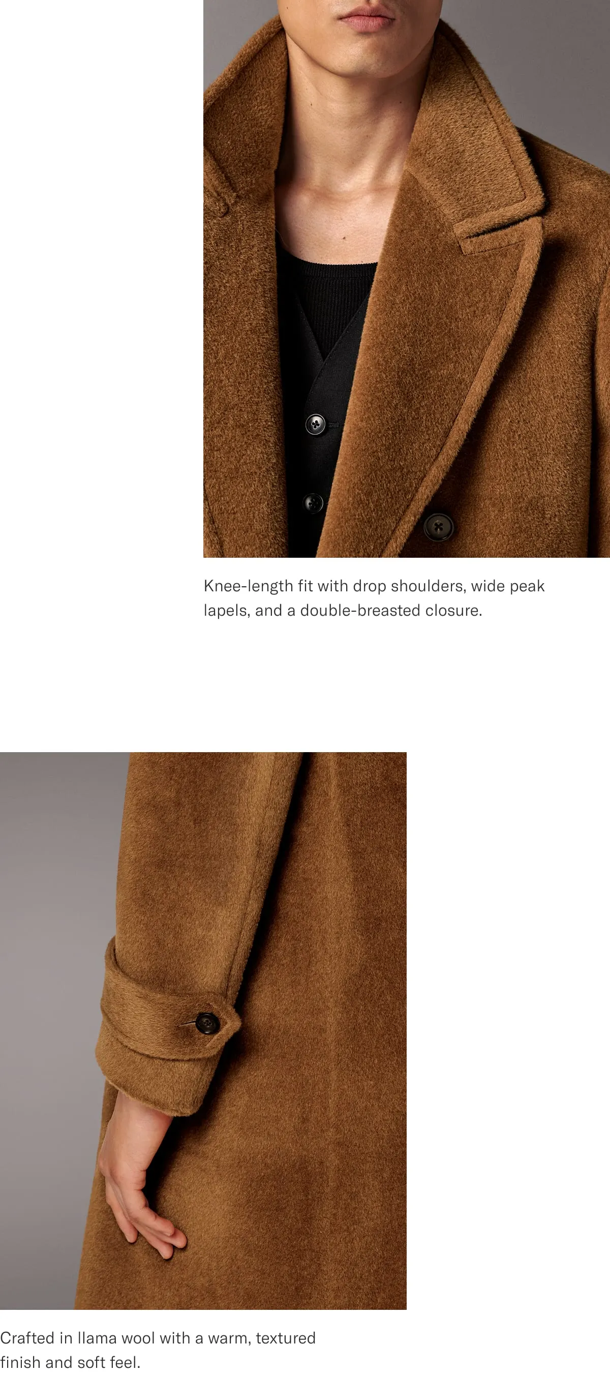 Llama wool coat details