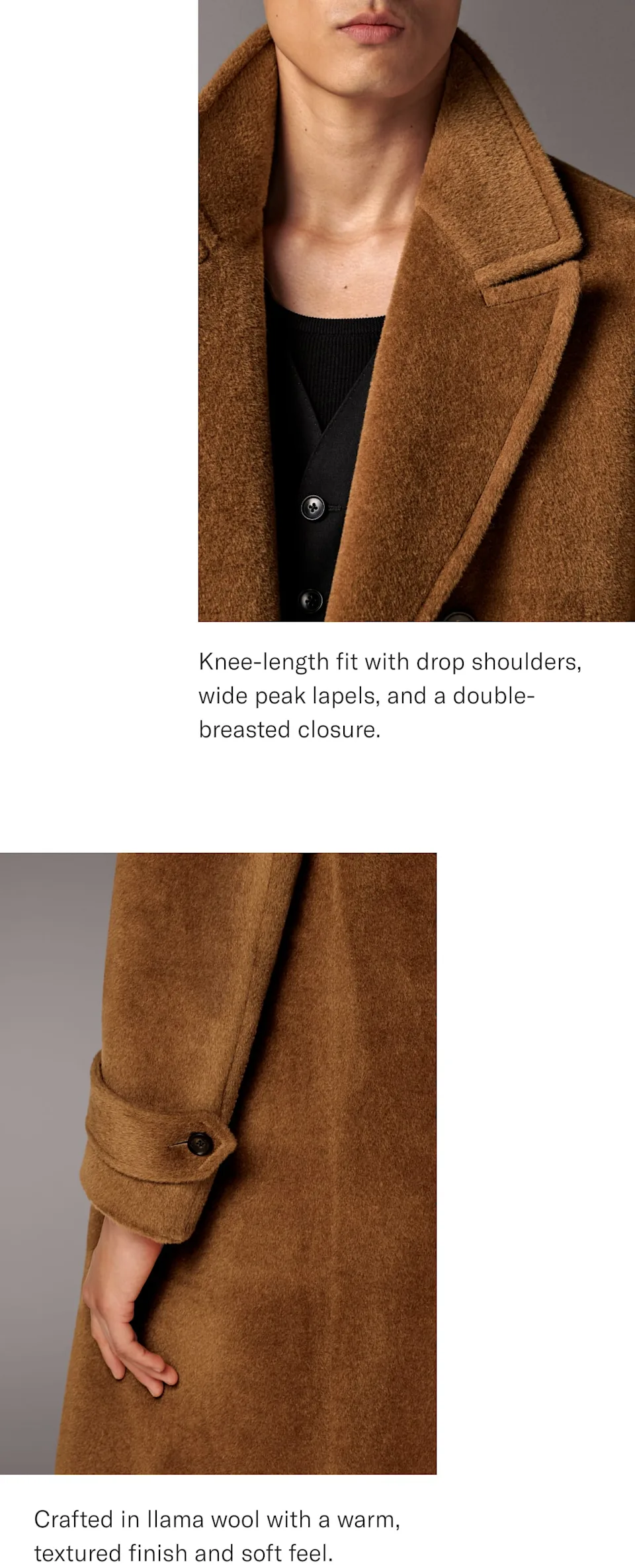 Llama wool coat details