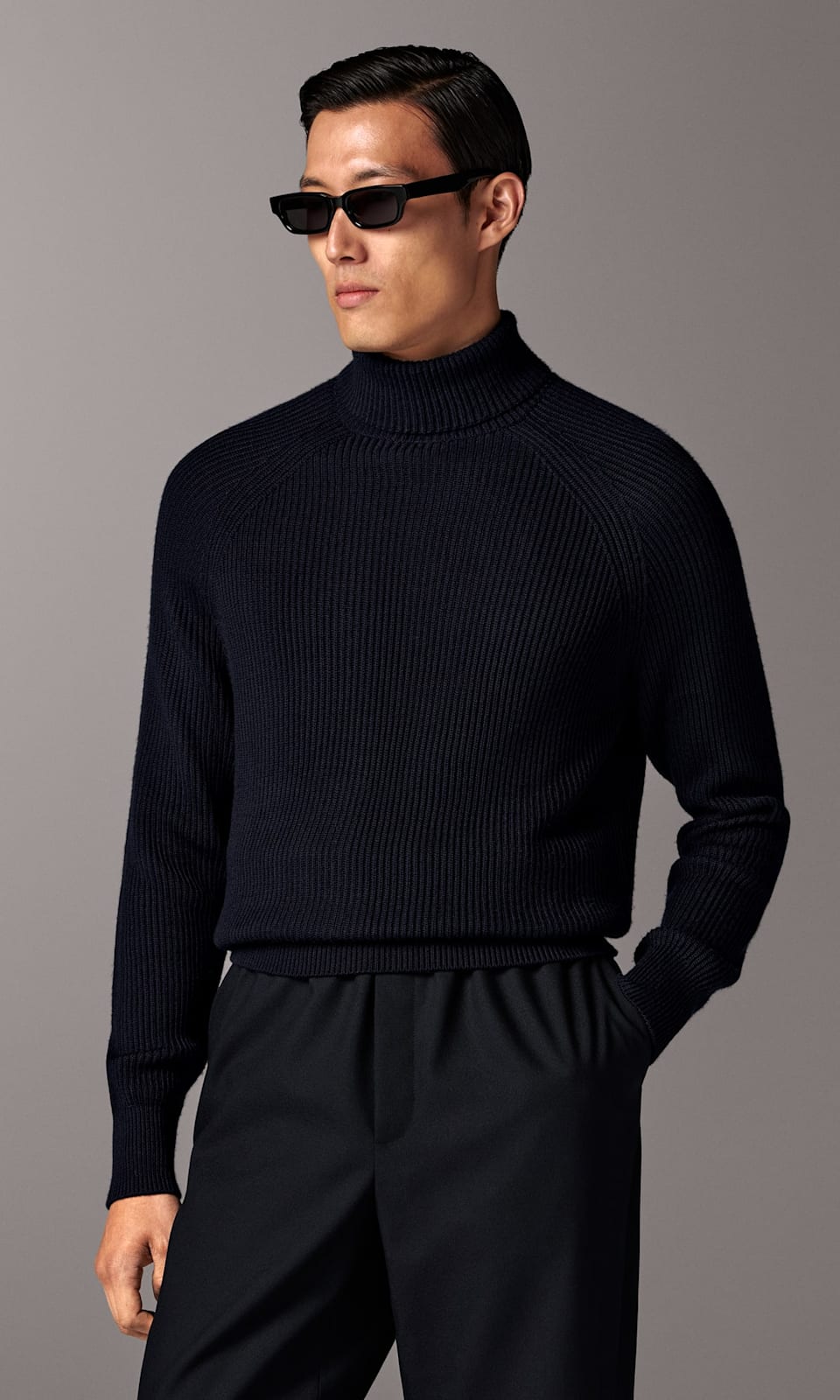 Navy ribbed turtleneck