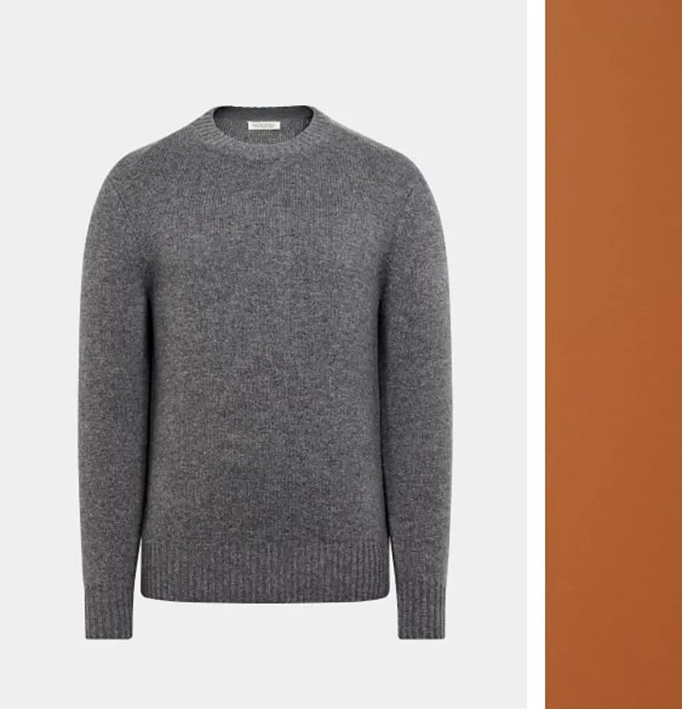 Grey cashmere crew
