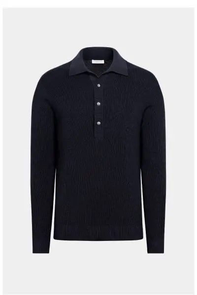 navy ribbed polo