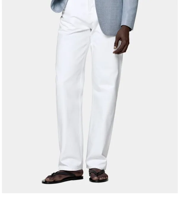 White straight denim trouser