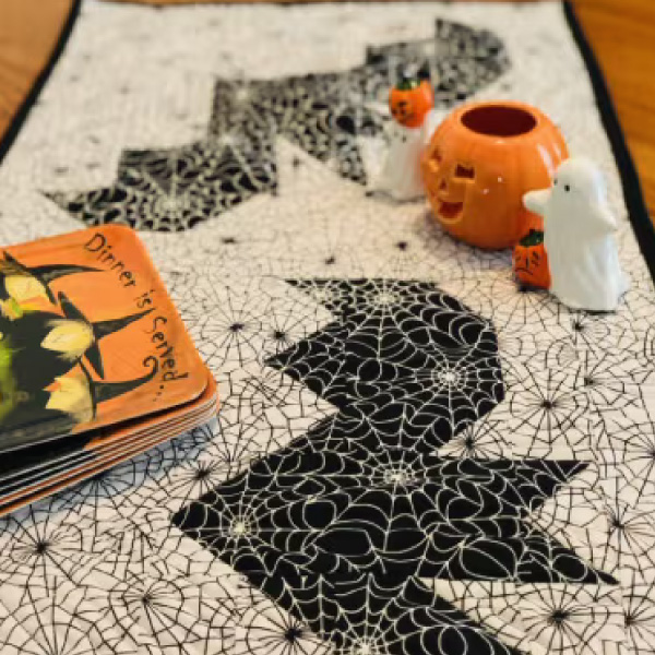 Quilted Bat Table Runner that Glows
