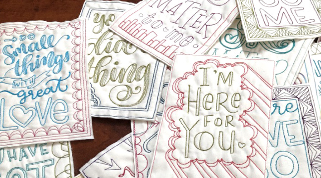 HAND LETTERED EMBROIDERED POSTCARDS