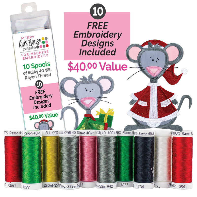 Merry Kris-Mouse Machine Embroidery Palette - 10 Free Embroidery Designs