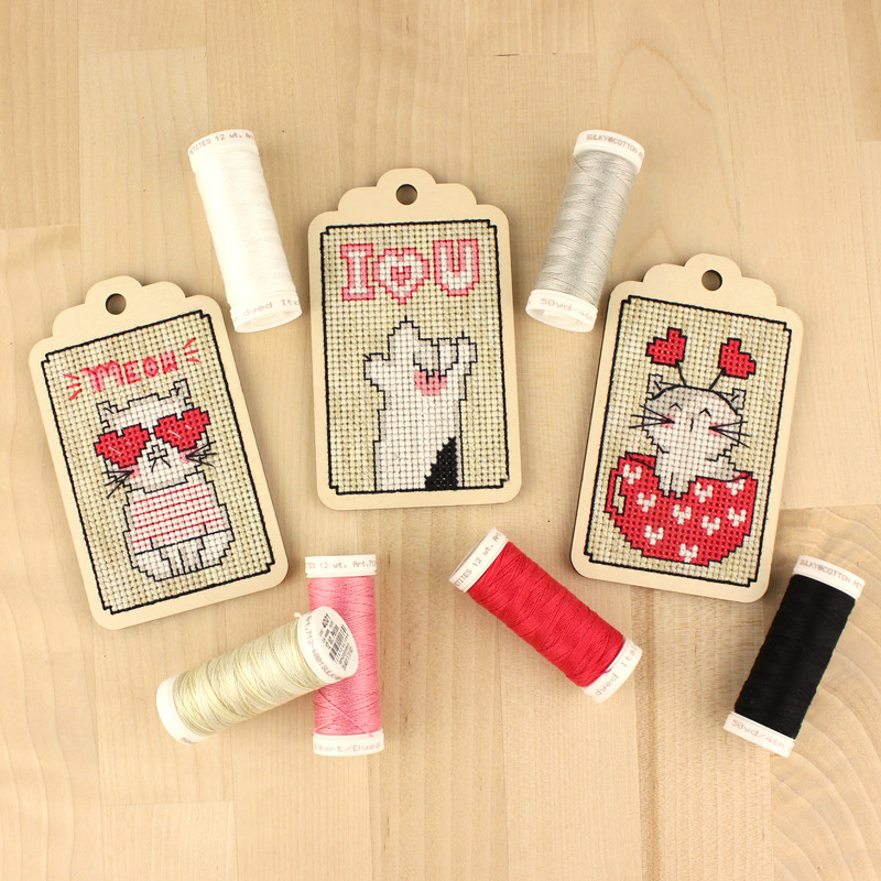 Valentine Pets Cross Stitch Gift Tags Palette
